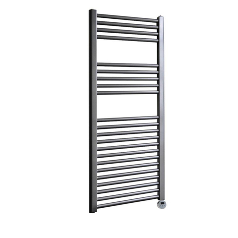 Sanicare Elektrische Radiator - 111.8x45cm - 596W - design - thermostaat - chroom - rechtsonder - gunmetal (antraciet) OUTLETSTORE STORE44358