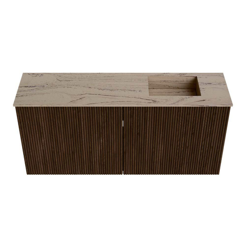Mondiaz JOYA-DLUX 90cm toiletmeubel - kleur Walnut - Wastafel FAYE positie Rechts 1 kraangat kleur Arena. SW1424348