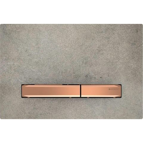 Plaque de commande Geberit Sigma50 - chasse d'eau à 2 boutons - carré - rouge doré/effet béton SW420836
