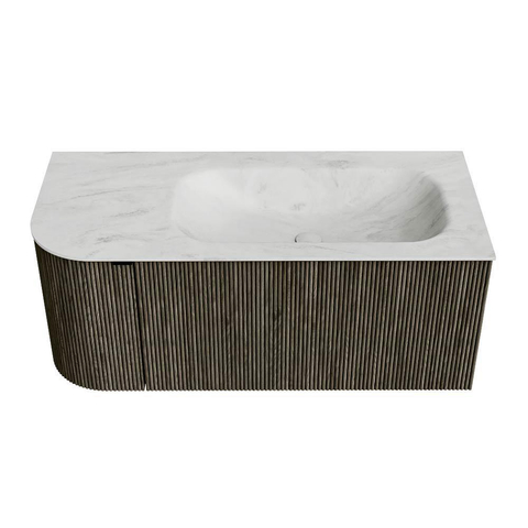 Mondiaz KURVE-DLUX Ensemble meuble de salle de bains - 105x46x40cm - 1 tiroir - 1 porte - lavabo solid surface - droite - 1 trou de robinet - Shadow SW1414040