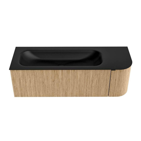 MONDIAZ KURVE Meuble de salle de bains 135 cm avec module 25 R couleur Oak avec 1 tiroir et 1 porte. Lavabo BIG MEDIUM gauche 1 trou de robinet Urban. SW1138398