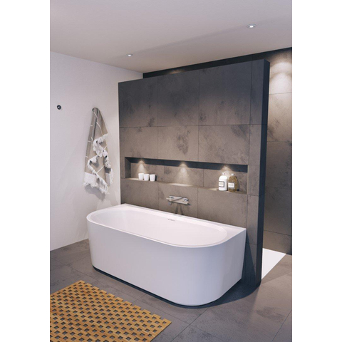 Baignoire Riho Desire semi-îlot semi-îlot avec trop-plein 180x84cm avec siphon brillant blanc SW412244
