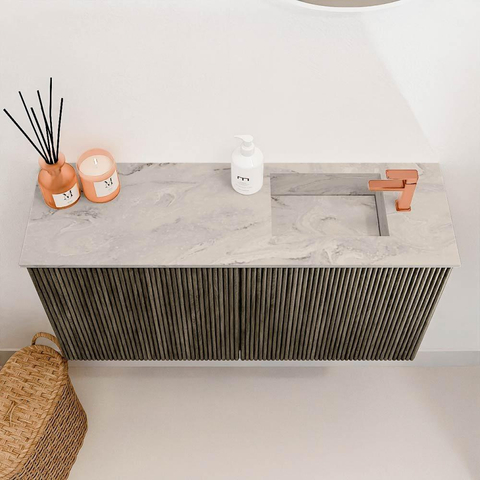Mondiaz JOYA-DLUX 80cm toiletmeubel - kleur Shadow - Wastafel FAYE positie Rechts 1 kraangat kleur Glace. SW1422752