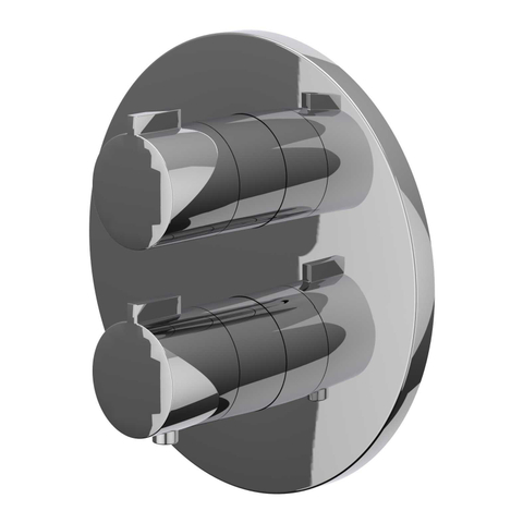 IVY Pact Partie apparente - pour mitigeur thermostatique encastré - 1 robinet d'arrêt - rosace ronde - Chrome SW1030999