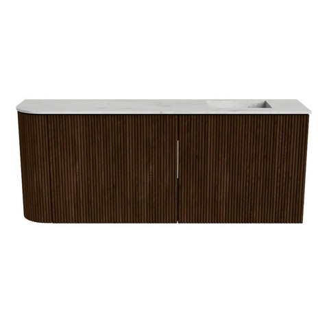 Mondiaz JOYA-DLUX 101.6cm toiletmeubel - ronding links kleur Walnut - Wastafel FAYE positie Rechts 1 kraangat kleur Opalo. SW1422619