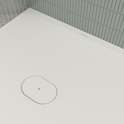 Villeroy & Boch Ecora douchebak - 180x90x4.5cm - afvoer korte zijde - stone white (wit) SW1558877