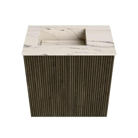 Mondiaz JOYA-DLUX 40cm toiletmeubel - kleur Shadow - Wastafel FAYE positie Links 1 kraangat kleur Nata. SW1424930