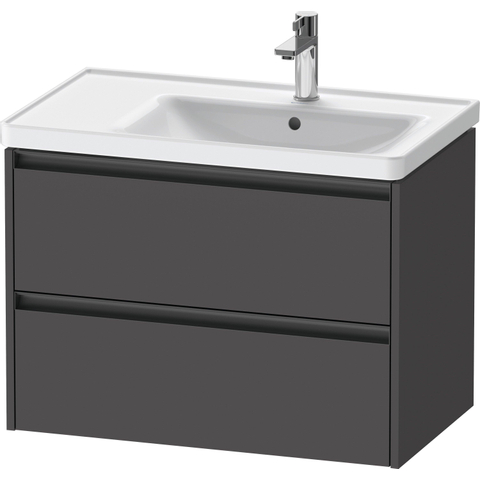 Duravit Ketho.2 Wastafelonderbouwkast - met 2 laden - voor waskom rechts - 78.4x45.5x54.9cm - met grepen antraciet - grafiet mat SW772099