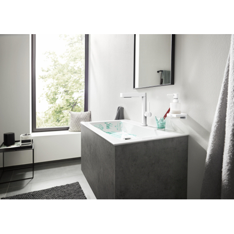 Hansgrohe Finoris Wastafelkraan - 230 - 2jet - met uittrekbare vuistdouche plug - mat wit SW651588