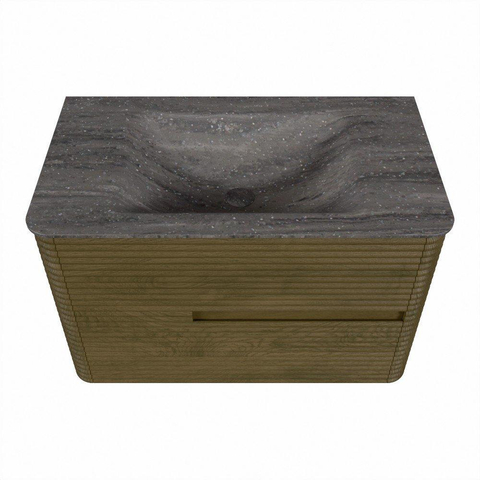 Mondiaz CIRO-DLUX Meuble de salle de bains - 80x45x50cm - vasque solid surface Oza - 1 lavabo au milieu - sans trous de robinetterie - 2 tiroirs - Dusk SW1533256
