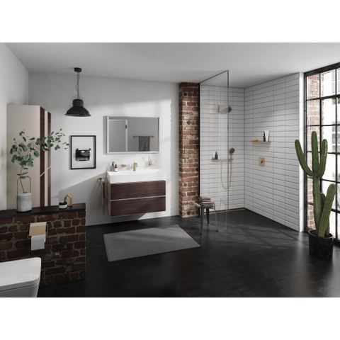 Hansgrohe Xevolos E Armoire haute - 176x40x37cm - 2 portes - façade dark oak - push to open - charnière à gauche - sand matt beige SW995448