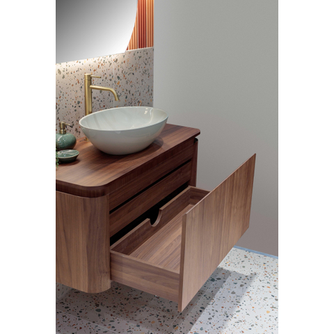 Royal Plaza Terra Meuble sous-lavabo - 100cm - 2 tiroirs - coins arrondis - châtaignier (noyer) SW1174100