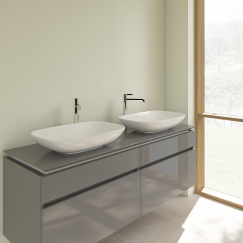 Villeroy & Boch Loop & Friends opzetwastafel - 62x42cm - zonder kraangat - zonder overloop CeramicPlus - White Alpine (glans wit) SW644144