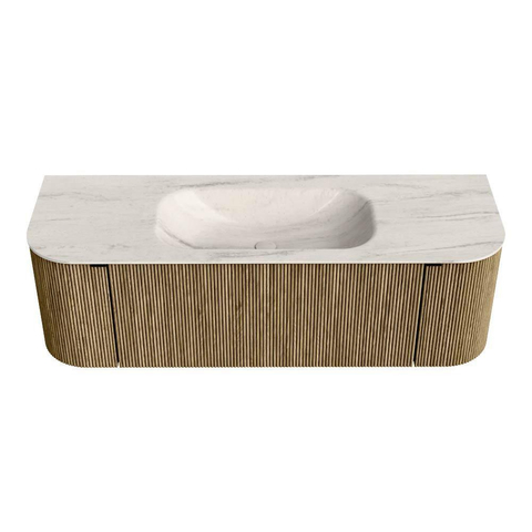 MONDIAZ KURVE-DLUX Meuble de salle de bains 140cm arrondi Gauche + Droite couleur Dusk avec 1 tiroir et 2 portes. Lavabo BIG SMALL Central 1 trou de robinet Meli. SW1431901