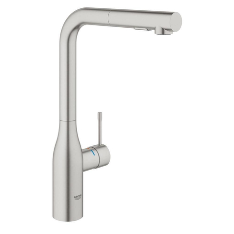 Grohe Essence New Keukenkraan - hoog - uittrekbare l uitloop - 2 straalsoorten - Brushed Supersteel (RVS) 0467942