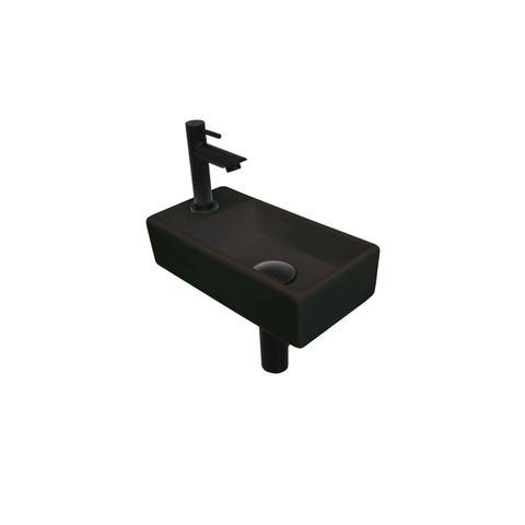 Ink Versus fonteinset – 36x18x9 cm – porselein zwart mat – kraangat links – mat zwarte kraan SW493367