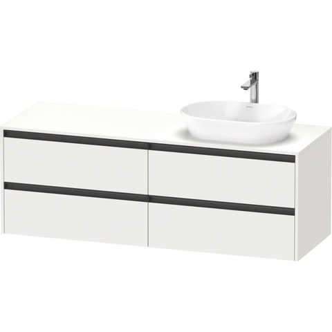 Duravit Ketho.2 Wastafelonderbouwkast - inclusief consoleplaat - met 4 laden - voor waskom rechts - 160x55x56.8cm - met handgrepen antraciet - wit mat SW772310