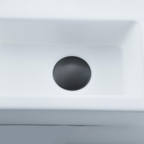 QeramiQ Fuente fonteinset – 37.5x18.5x9 cm – keramiek wit mat – kraangat links – kraan geborsteld gunmetal SW1232762
