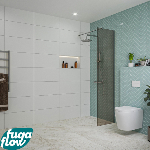 FugaFlow Eccelente Vetro inloopdouche badkamer - 50x200cm - rookglas - wandarm - chroom SW1124967