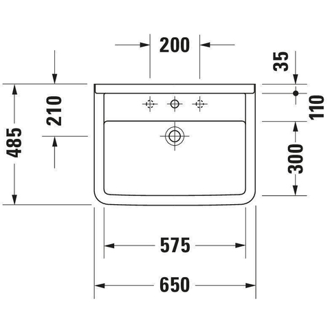 Duravit Starck 3 Philippe Starck - 3 wastafel - 65x48cm - wondergliss - wit 0312576