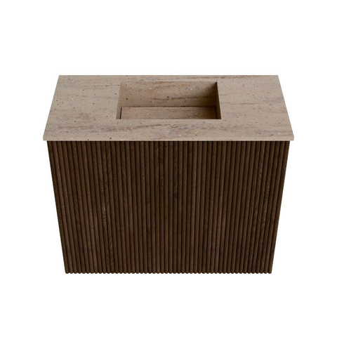 Mondiaz JOYA-DLUX 50cm toiletmeubel - kleur Walnut - Wastafel FAYE positie Midden Zonder kraangat kleur Saba. SW1424626