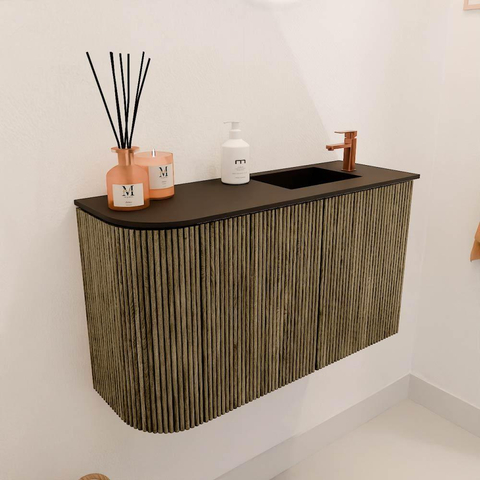 Mondiaz JOYA 71.6cm toiletmeubel - ronding links kleur Dusk - Wastafel FAYE positie Rechts 1 kraangat kleur Urban. SW1421704