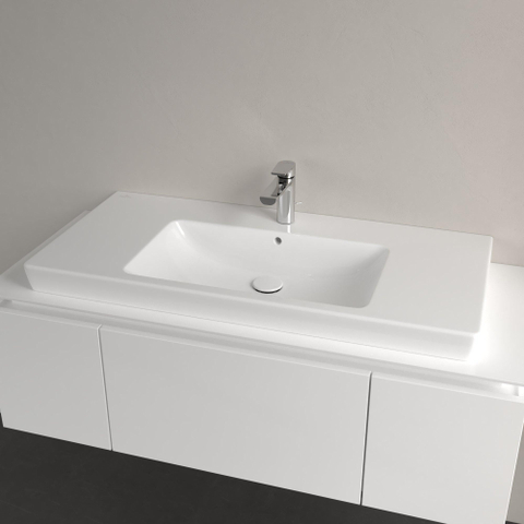 Villeroy & Boch Subway 2.0 meubelwastafel - geslepen - 100x47cm - met kraangat - met overloop - White Alpine (glans wit) 1025014