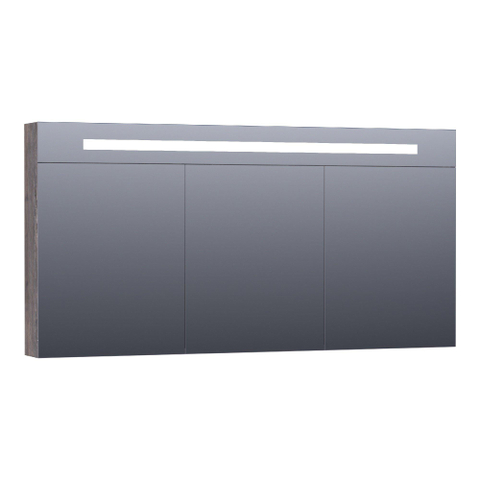 BRAUER Promise Deluxe armoire de toilette - 140x70x15cm - avec éclairage direct 3 portes miroir double face - Bois flotté SW499513