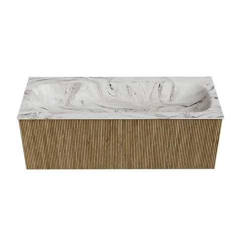 Mondiaz KURVE-DLUX Badkamermeubelset - 120x46x40cm - 1 lade - wastafel solid surface - midden - 1 kraangat - Dusk SW1415495