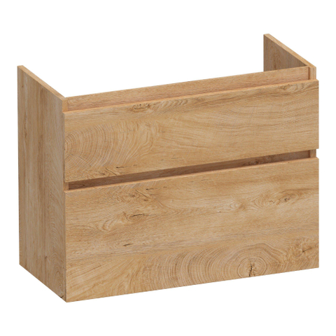 BRAUER Delight Meuble sous-lavabo peu profond - 80x39x60cm - 2 tiroirs à fermeture douce - sans poignée - 1 découpe pour siphon - Forest Tan SW1199465