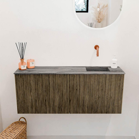 Mondiaz JOYA-DLUX 100cm meuble de toilette - couleur Dusk - Vasque FAYE position Droite Sans trou de robinet couleur Sombra. SW1426149