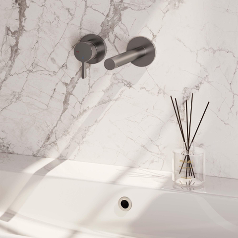 Brauer Brushed Edition Mitigeur de lavabo encastré - bec droit à droite - poignée moyenne épaisseur - modèle E2 PVD - inox brossé SW716034