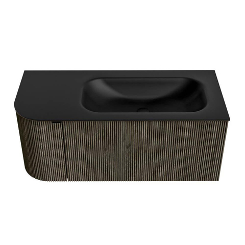 Mondiaz KURVE Ensemble de meuble de salle de bains - 105x46x40cm - 1 tiroir - 1 porte - vasque solid surface - droite - sans trou de robinet - Shadow SW1414187
