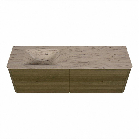 Mondiaz CIRO-DLUX Badkamermeubelset - 160x45x50cm - Solid surface wastafel Arena - 1 wasbak Links - zonder kraangaten - 4 lades - Dusk SW1533114