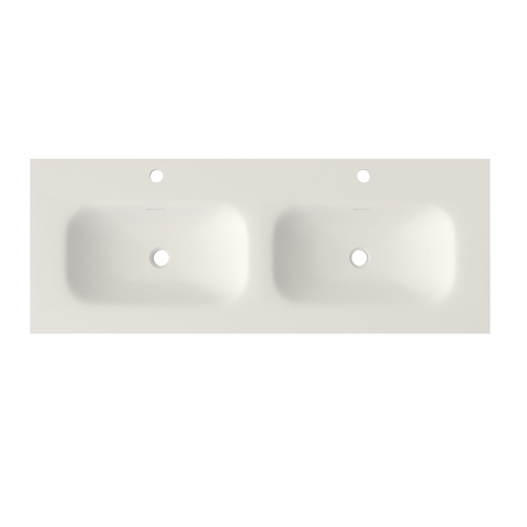 Saniclass Flow lavabo - 121x46x1.5cm - double vasque - 2 trous de robinet - blanc SW1174116