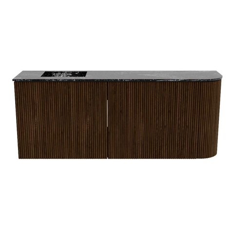 Mondiaz JOYA-DLUX Meuble de salle de bains 101.6cm - arrondi droite couleur Walnut - Vasque FAYE position Gauche Sans trou de robinet couleur Lava SW1422474