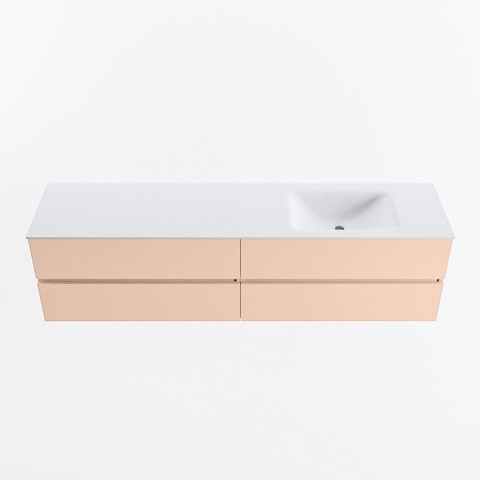 MONDIAZ Vica Badkamermeubelset - 190cm - onderkast rosee - 4 lades - wastafel cloud rechts - 1 kraangat - 60cm hoge versie - talc SW1083348