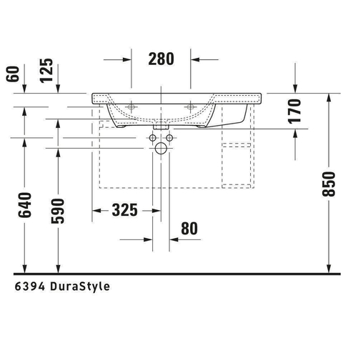 Duravit Durastyle Meubelwastafel asymmetrisch - met 1 kraangat links - 80x48cm - met wondergliss - wit SW54162