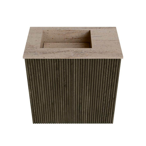 Mondiaz JOYA-DLUX 40cm toiletmeubel - kleur Shadow - Wastafel FAYE positie Links 1 kraangat kleur Saba. SW1425087