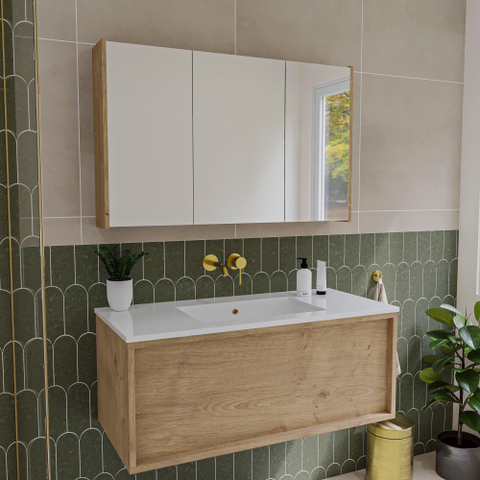 Saniclass Holz Atelier armoire de toilette – 100 x 63 x 16 cm – avec panneaux latéraux – Chêne natural SW1470585
