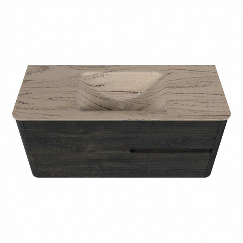 Mondiaz CIRO-DLUX Ensemble de meubles de salle de bains - 110x45x50cm - Plan vasque solid surface Arena - 1 bassin Central - 1 trou de robinet - 2 tiroirs - Shadow SW1532326