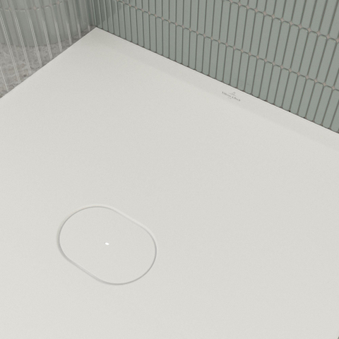 Villeroy & Boch Ecora douchebak - 180x80x4.5cm - afvoer korte zijde - stone white (wit) SW1559022