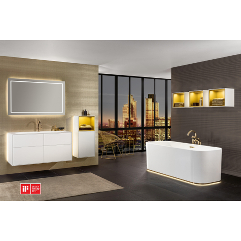 Villeroy & Boch finion Wastafelonderkast - met verlichting - 4 uittrekladen - 1196x591x498mm Lacquer - mat wit SW479480