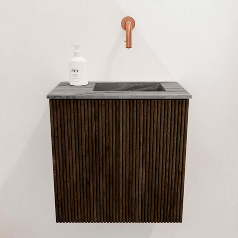 Mondiaz JOYA-DLUX Meuble de toilette 40cm - couleur Walnut - Vasque FAYE position Droite Sans trou de robinet couleur Sombra. SW1424699