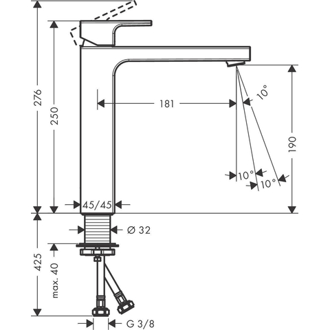 Hansgrohe Vernis Shape Eengreeps wastafelmengkraan - 230 zinc - zonder afvoer - mat zwart SW651712