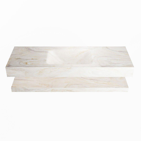 Mondiaz ALAN-DLUX Ensemble de meuble - 130cm - meuble Ostra mat - 0 tiroirs - Lavabo Cloud Ostra suspendu - vasque Centre - 0 trous de robinet SW809213
