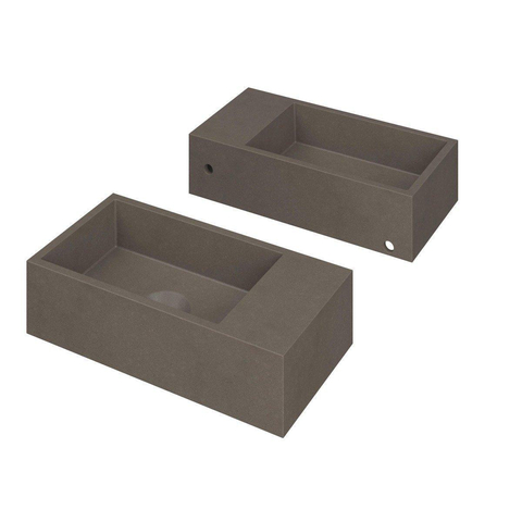 INK Versus Fontein - 36x18x9cm - lavabo gauche - 0 trous de robinet - béton quartz SW157972
