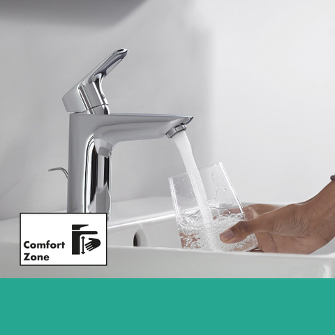 Hansgrohe Logis 1 greeps wastafelkraan - 100 met afvoerplug - hoogglans chroom 0605652