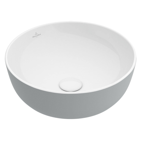 Villeroy & Boch Artis opzetwastafel - 43x43cm - zonder kraangat - zonder overloop CeramicPlus - French Linen (glans grijs) SW68816