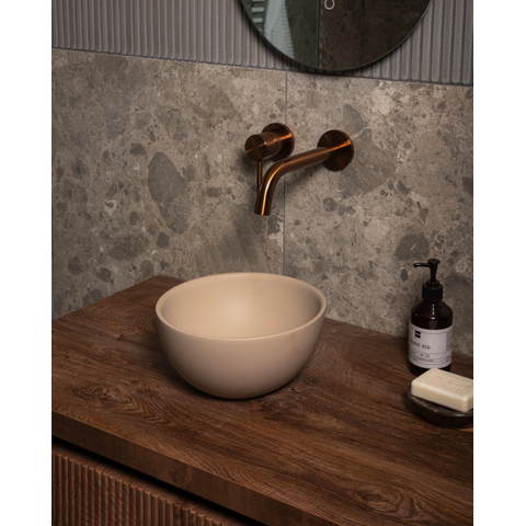 Zeza Element Waskom - 25x25x12cm - solid surface - mat beige OUTLETSTORE STORE42809